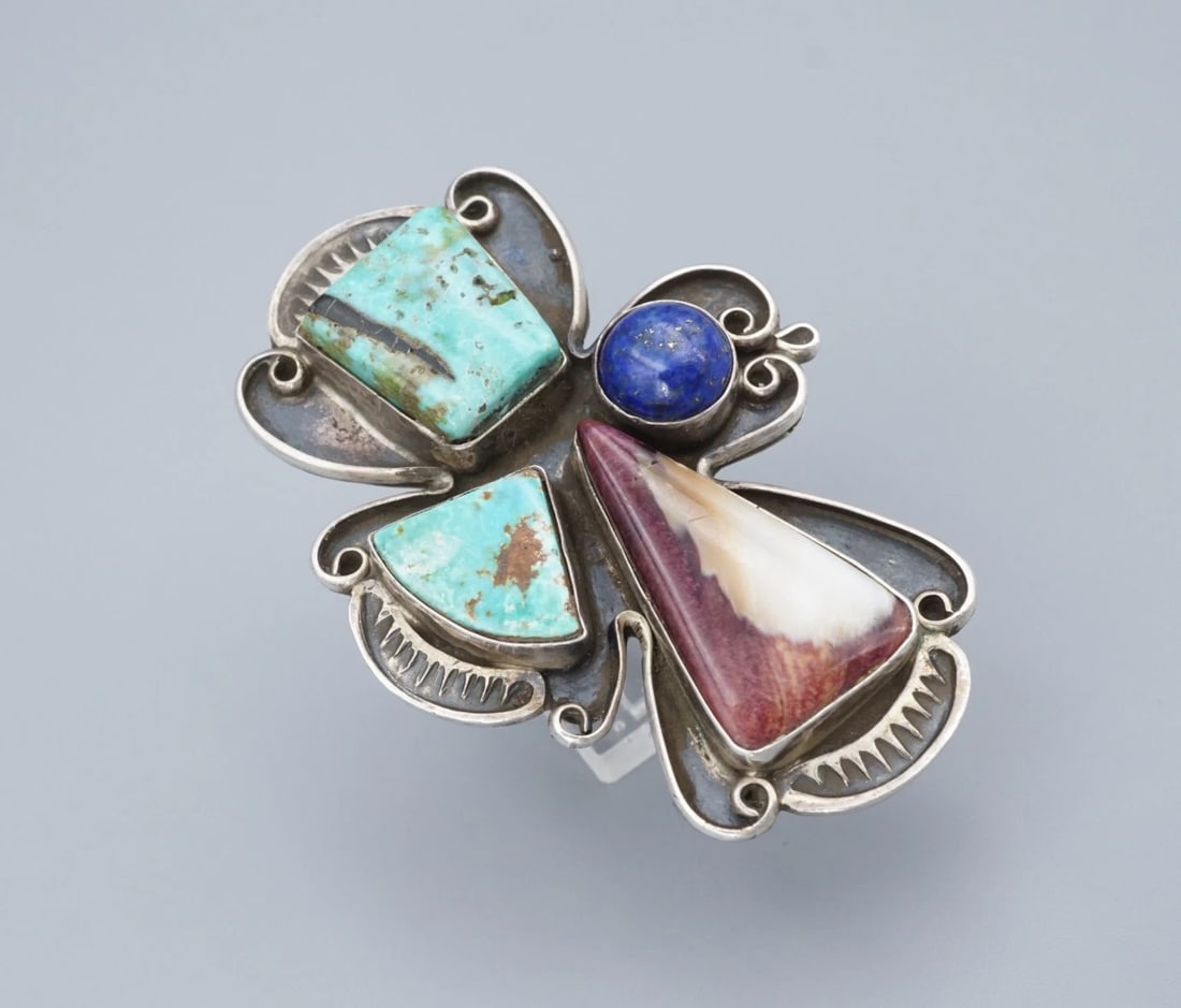 Vintage Navajo Turquoise Cross Ring Sterling Silver Size 8.5 Marlena Tom RS3841 (1 of 5)
