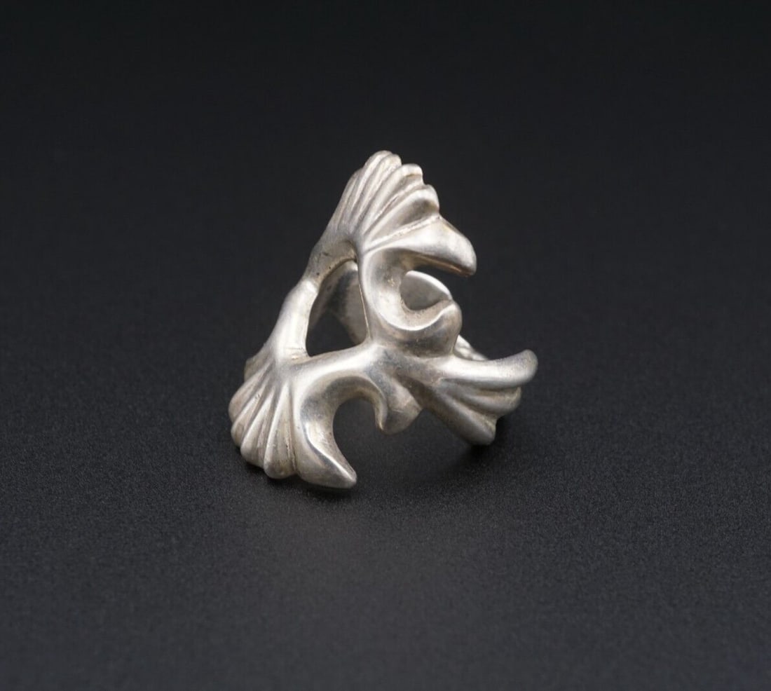 Artisan Nellie Tso Navajo Sterling Silver Ring Tufa Cast Size 5.75 RS3556 - 3