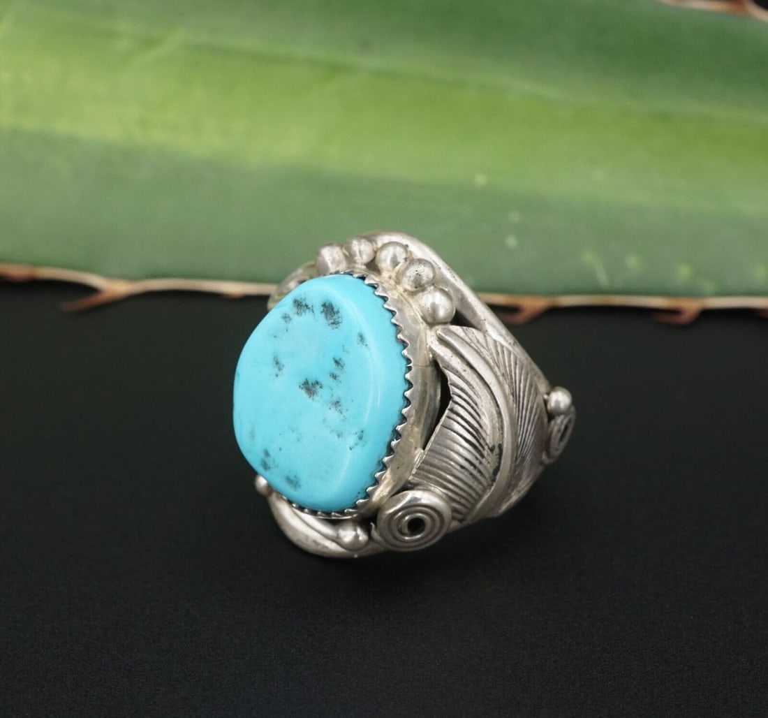 Southwest Turquoise Ring Sterling Silver Signed DM Size 9.5 Free Shipping RS3400 (1 of 4)