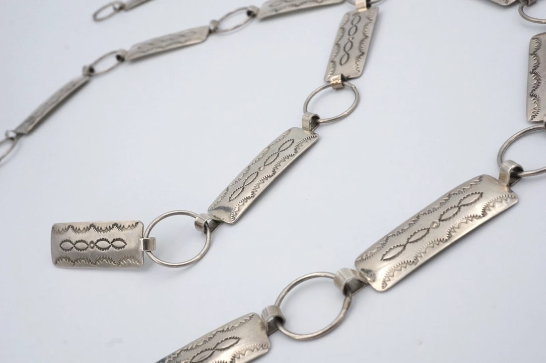 Navajo 1/2" Hand Stamped Concho Belt Sterling Silver 40" Signed AO M2117 (1 of 5)