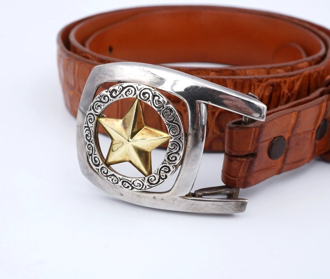 Rewards Exclusive Sterling Silver 18k Gold Texas Ranger Star Belt Buckle M2095 (1 of 7)