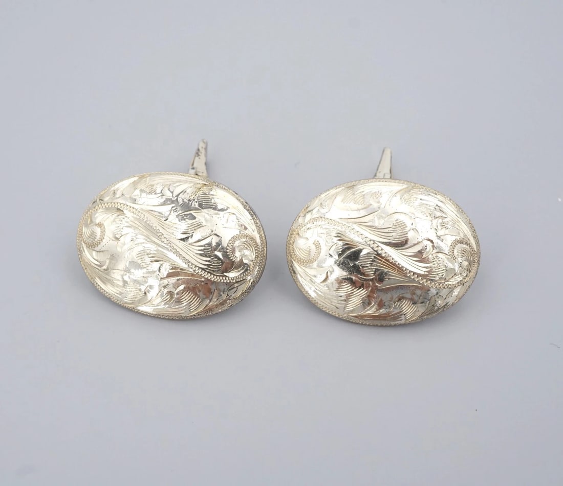 Vintage Sunset Trails Cufflinks Sterling Silver Hand Engraved 1.2" Western M2070 (1 of 3)