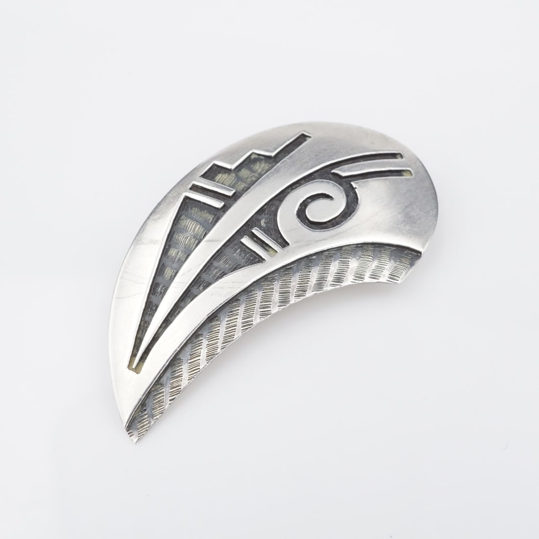 Hopi Pueblo Lawrence Saufkie Sterling Silver Pin Brooch 2" Native American OS677 (1 of 5)