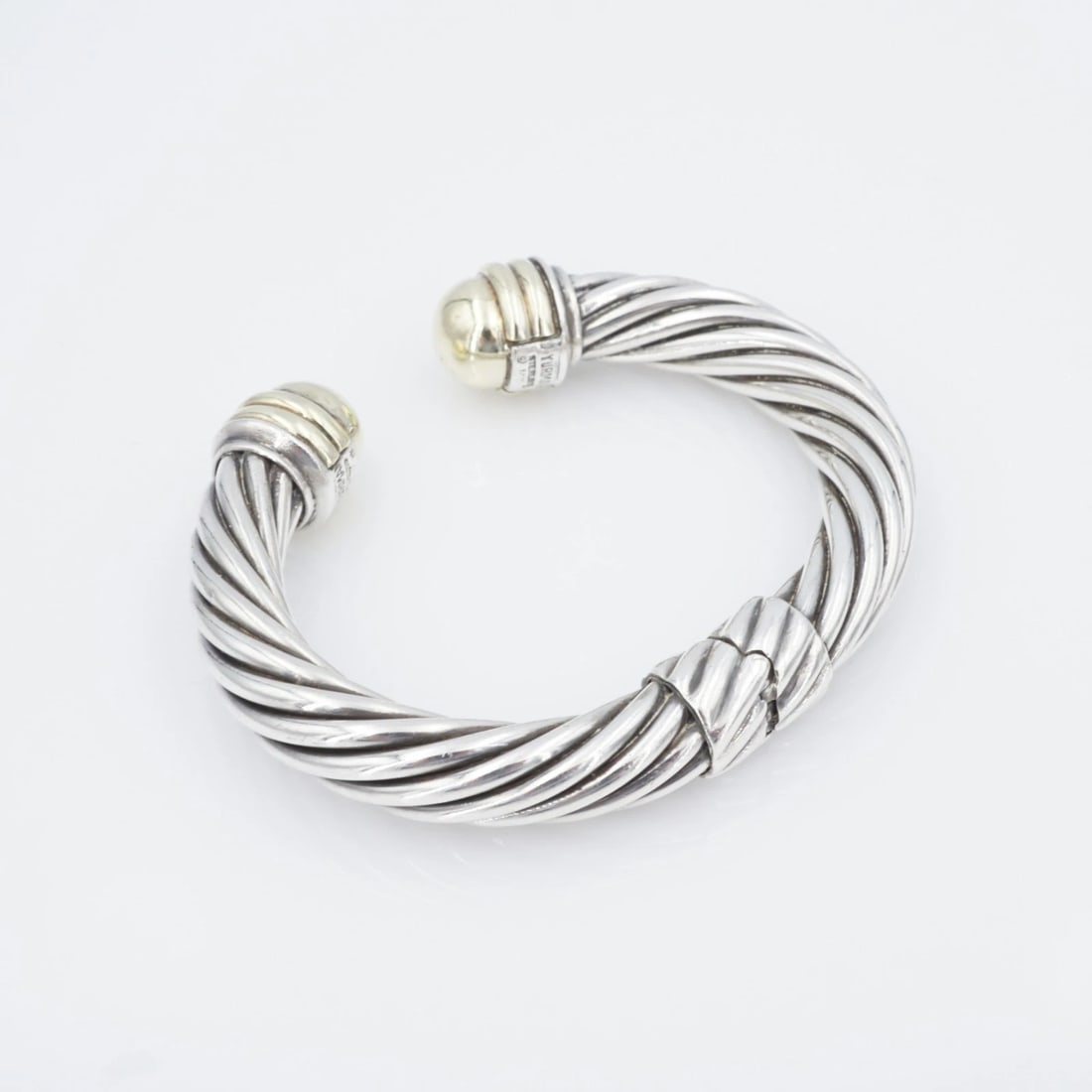 David Yurman Cable Classic Cuff Bracelet 14k Sterling Silver 10mm Retired BS3190 (1 of 4)