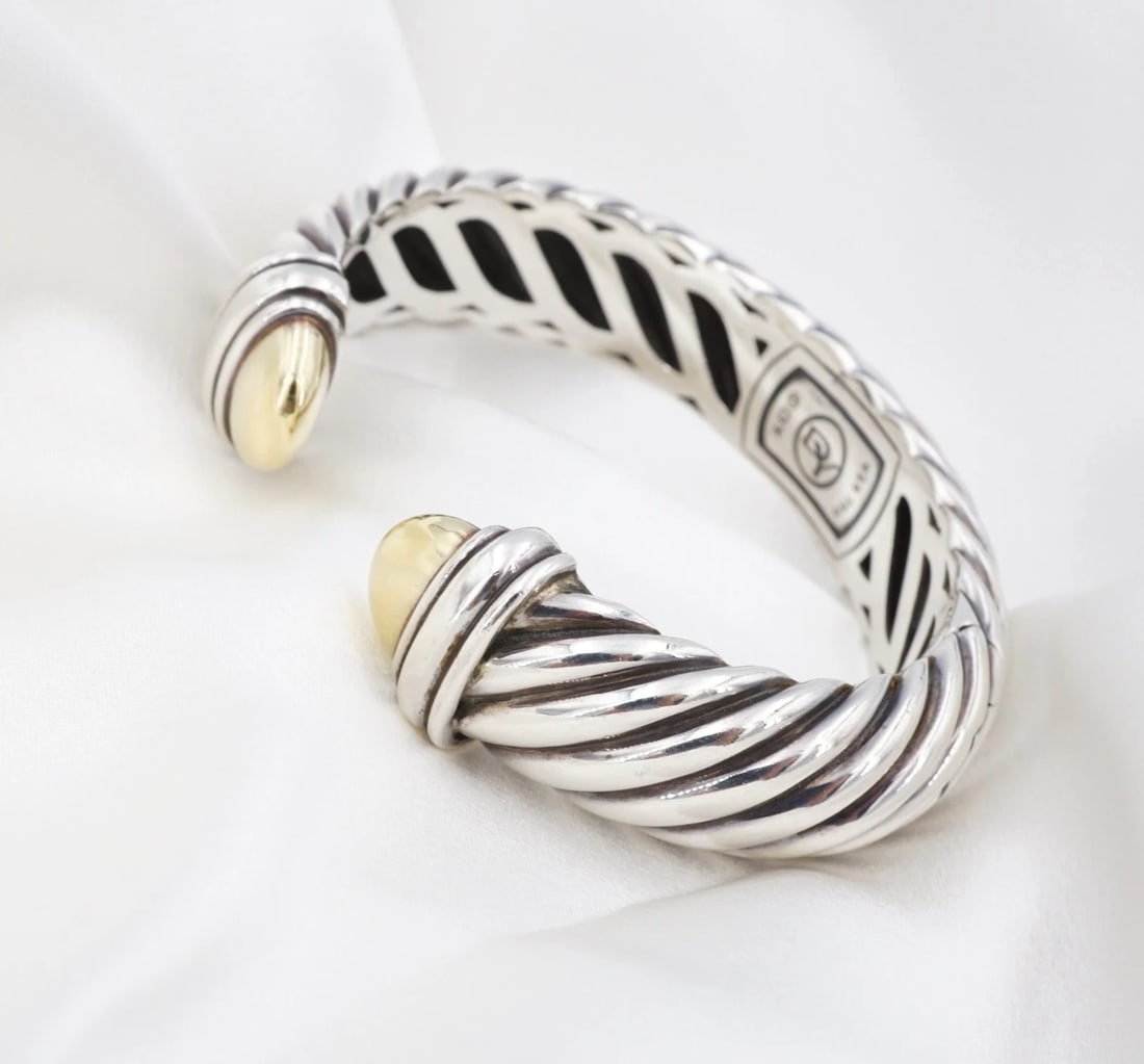 David Yurman Cable Sculpted Waverly Bracelet 15mm 18k Sterling Silver BS3323 (1 of 4)