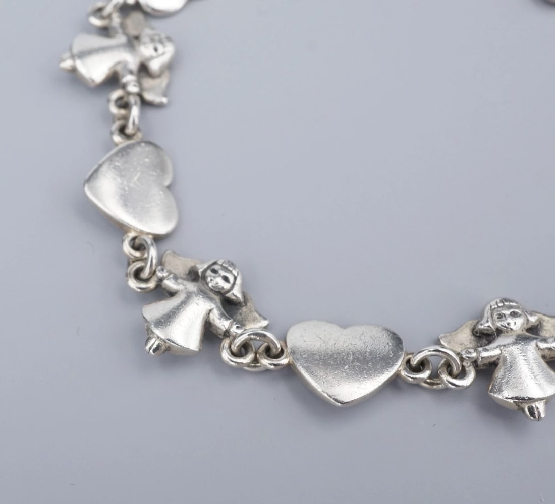 James Avery Angels & Hearts Bracelet Sterling Silver Rare Retired 7.25" BS3114 (1 of 5)
