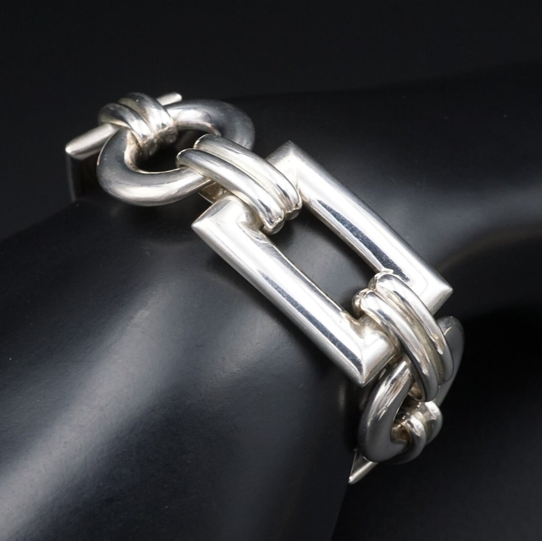 Linda Joslin Sterling Silver Open Circle Toggle Bracelet 7.75" Appraisal BS2568 (1 of 8)