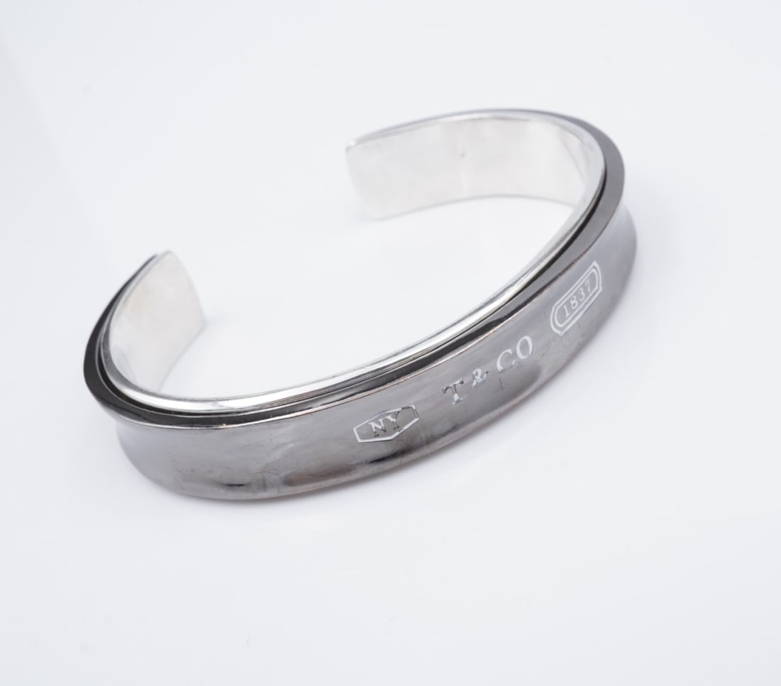 Tiffany & Co Midnight Titanium Cuff Bracelet Sterling Silver 6.5" Retired BS3010 (1 of 4)