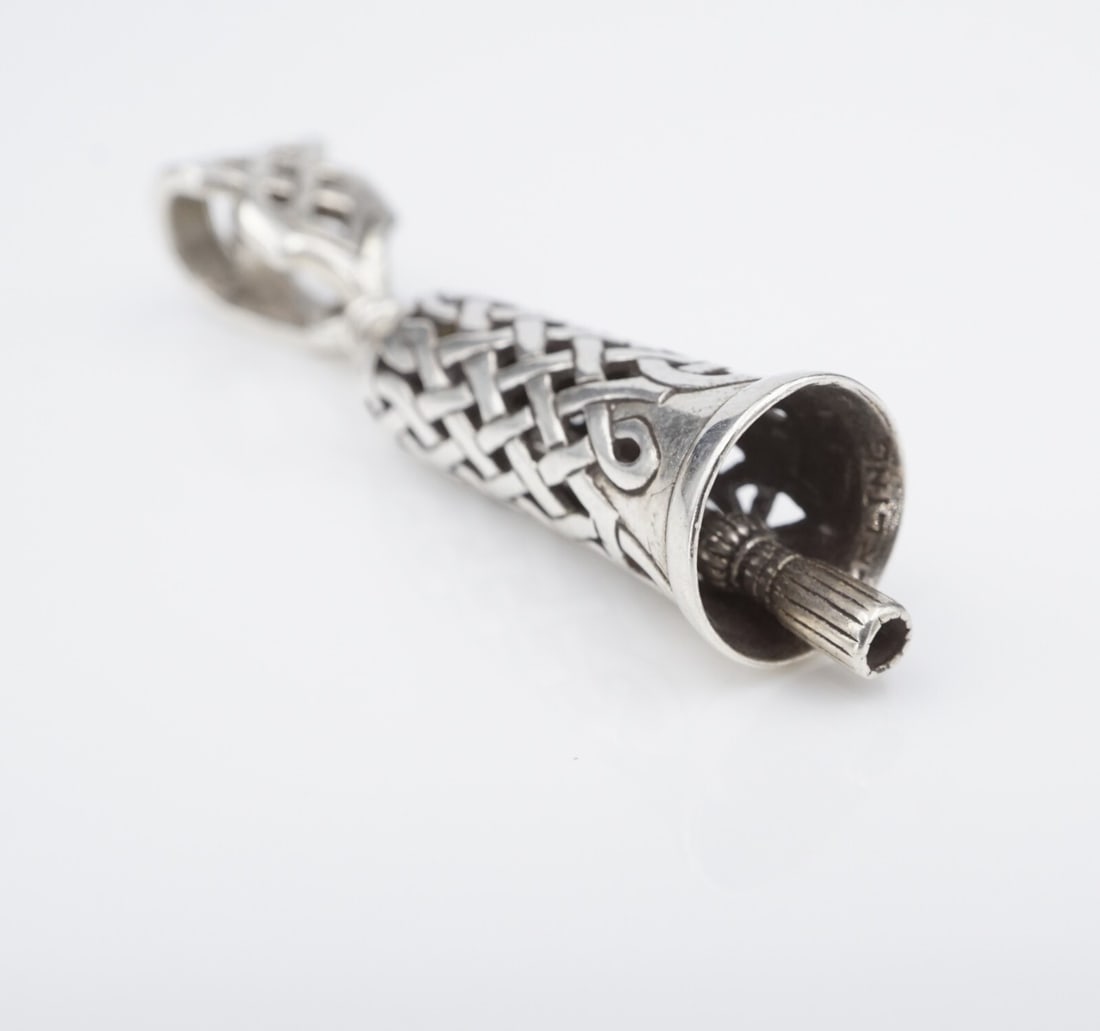 GRB Bells 3D Lattice Bell Pendant Sterling Silver 1.9" Statement PS2197 (1 of 4)