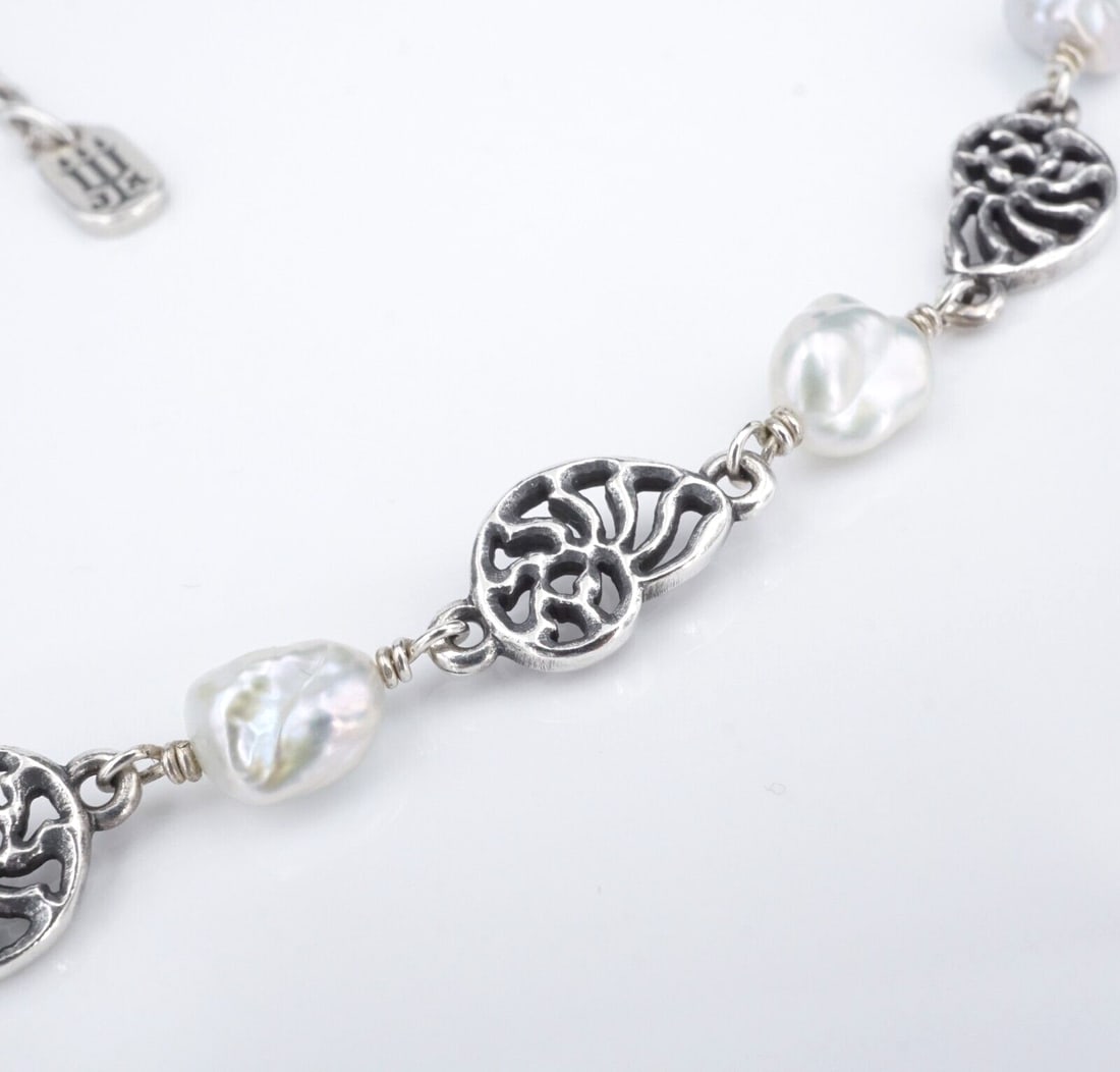 James Avery Keshi Pearl Nautilus Shell Necklace Sterling Silver 16-20" NS2221 (1 of 5)