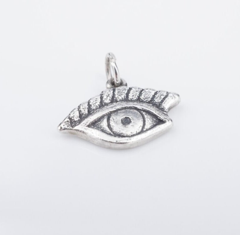 James Avery Milagros Charm of Guidance Eye Sterling Silver HTF Rare CHS2001: This, retired James Avery "Milagros Charm of Guidance" features an intricate eye crafted out of solid sterling silver. Metal Type: Sterling Silver Notable Marks: JA Hallmark 925 Measurements: 13/16" w
