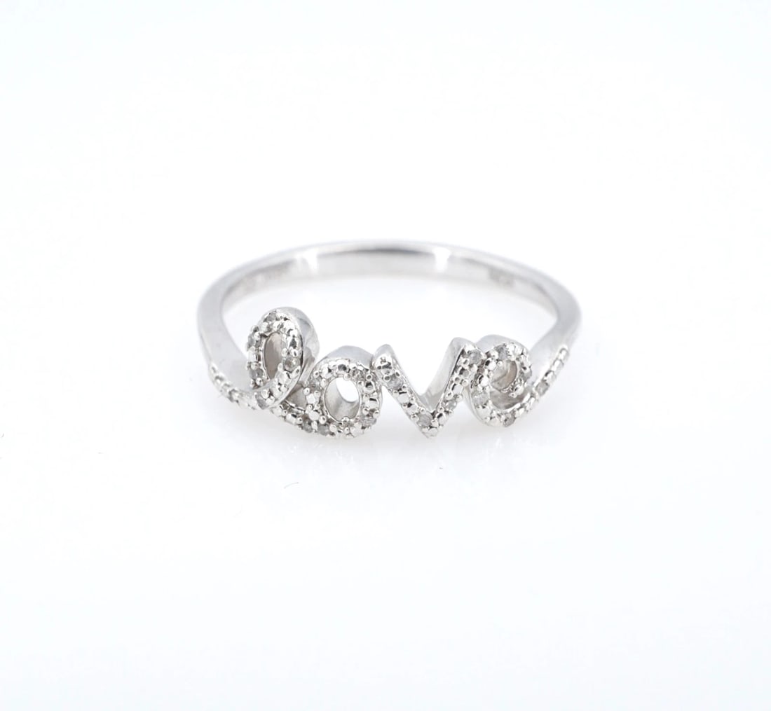 Love Natural Diamond Band Ring Sterling Silver Size 8 JWBR RS3878 (1 of 4)