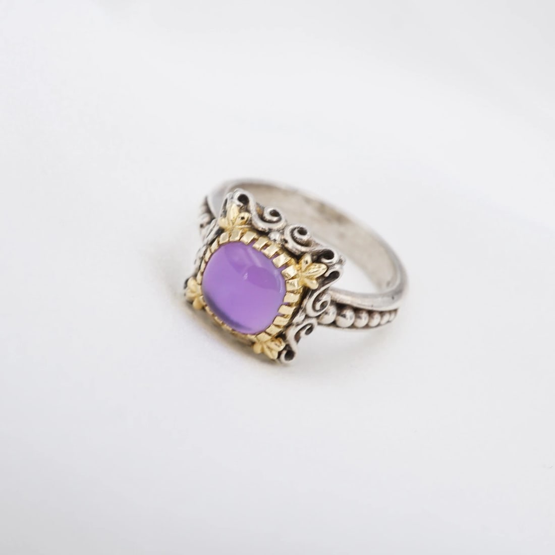 Konstantino Amethyst Cabochon Ring Sterling Silver 18k Gold Size 7.25 RS4066 (1 of 8)