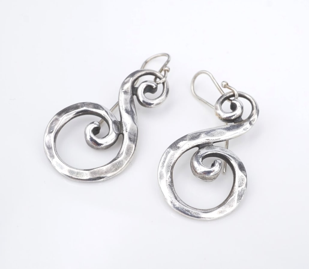 James Avery Swirl Hook Earrings Dangle Drop Sterling Silver 1.6" Retired ES2696 (1 of 3)