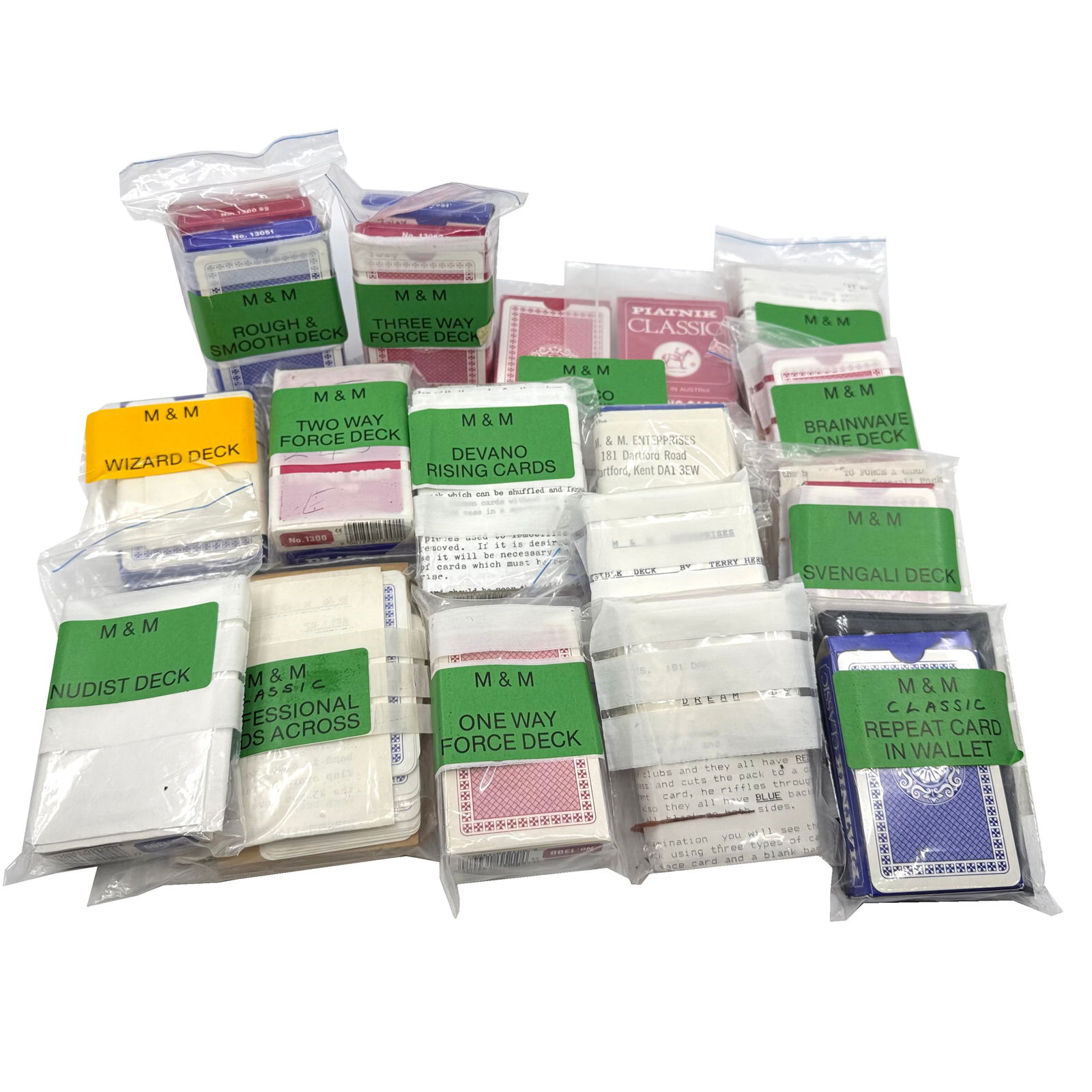 Collection of Trick Decks by M&M, incl. Nudist, Devano, Wizard Decks (1 of 4)