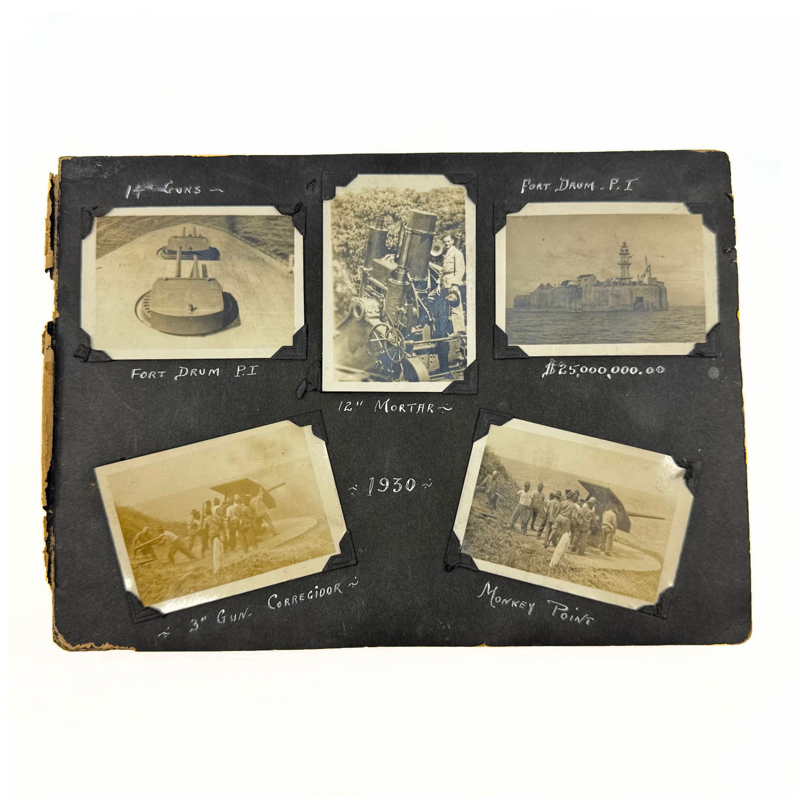Rare Antique Photo Album – Fort Drum, Corregidor, Philippines & 1928 Chinese Execution Photos (1 of 18)