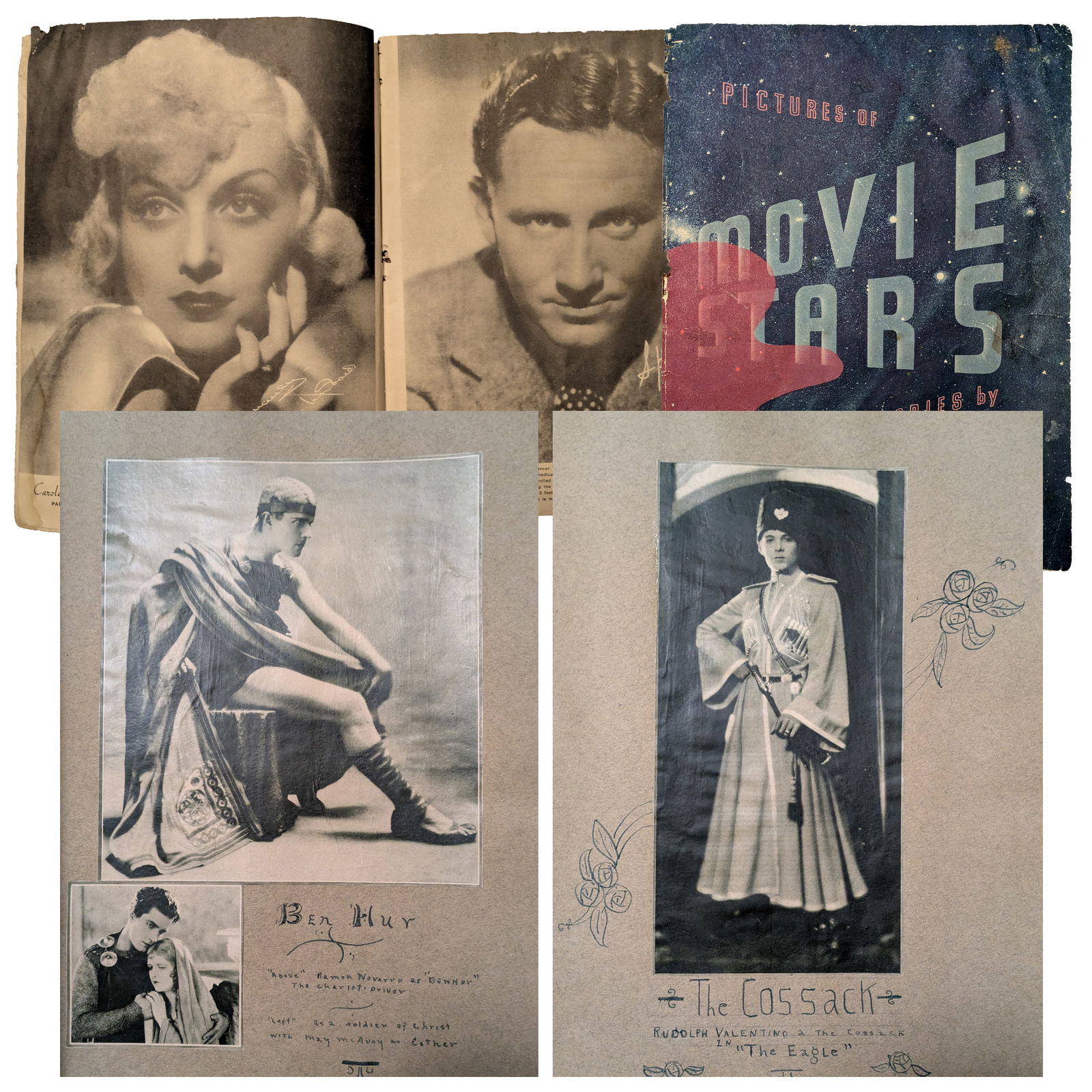 (2) Vintage Hollywood Items: 1938 Movie Stars Book + 1920s Scrapbook of Silent Film Photos (1 of 16)