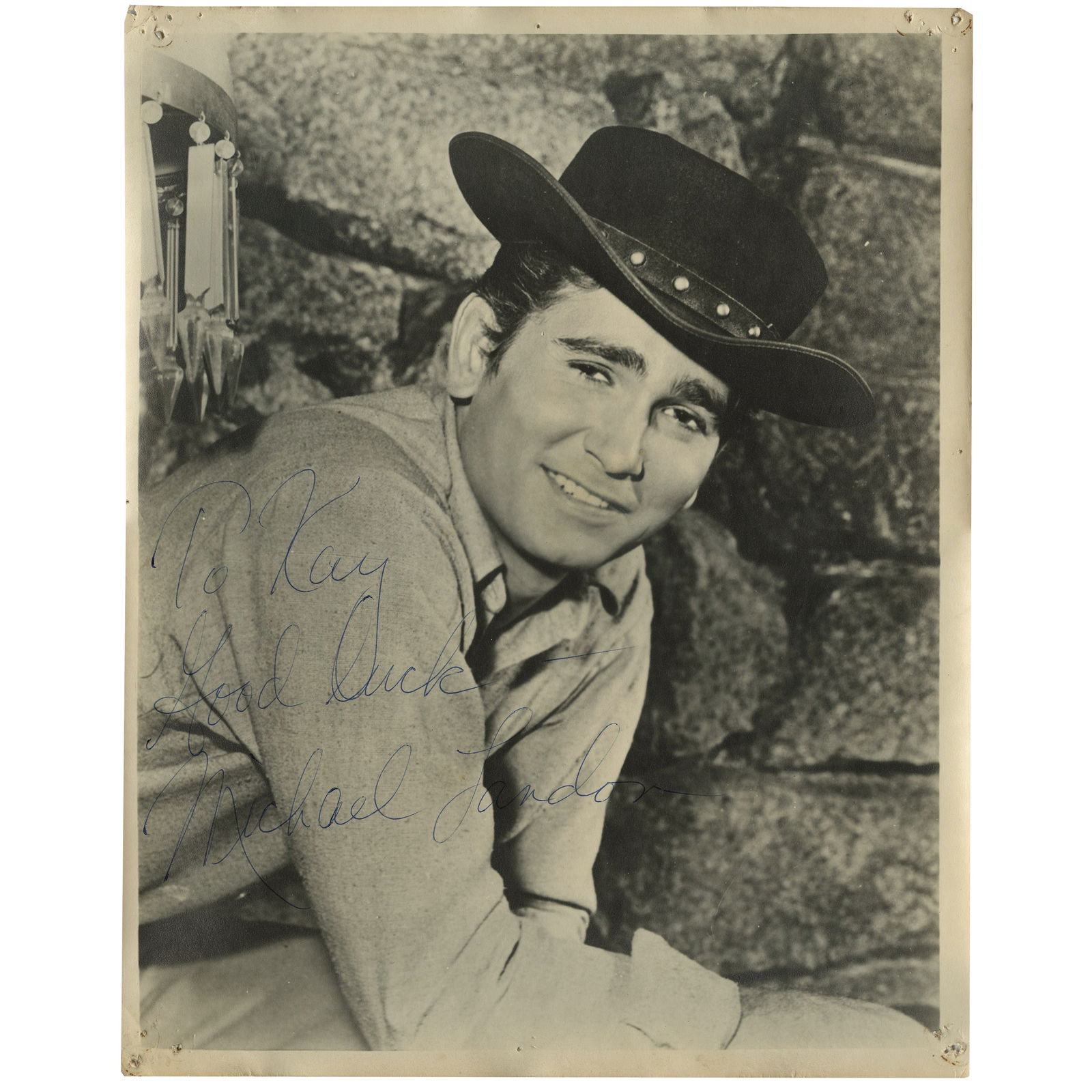Michael Landon: Signed Oversize 11x14 Photo as Little Joe Cartwright, Bonanza (Early 1960s) (1 of 1)