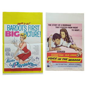 (11) Original 1950s Movie Window Cards: Brigitte Bardot, Ingrid Bergman ++ (1 of 6)