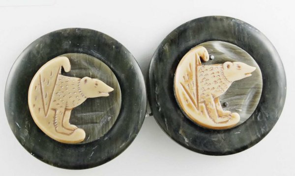 Two-Piece Buckle, Celluloid Bears: Polar Bears of Celluloid, on Celluloid Two-Piece Buckle