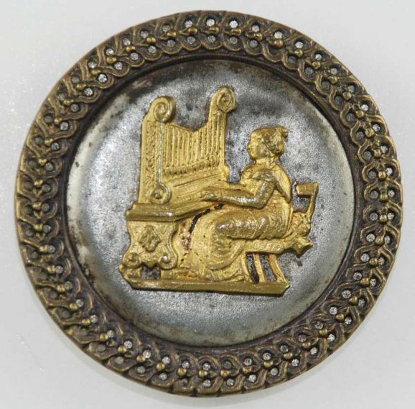 Metal Picture Button: Deluxe St. Cecil at the Organ