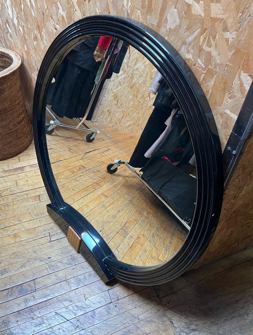 Large Antique Circular Black Mirror (1 of 18)
