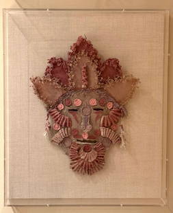 African Tribal Mask Mixed Media Mask on Paper Canvas: Africa Mixed Media Mask on Paper Canvas (23”h x 19”w x 4”d)