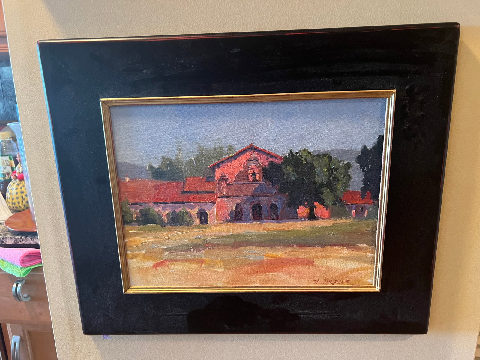 Alfred Currier - Mission San Antonio de Padue - Signed: Currier received his formal education at Columbus College of Art Design in Ohio and the American Academy of Art in Chicago, where he earned his degree in fine arts. His works can be found in numerous 