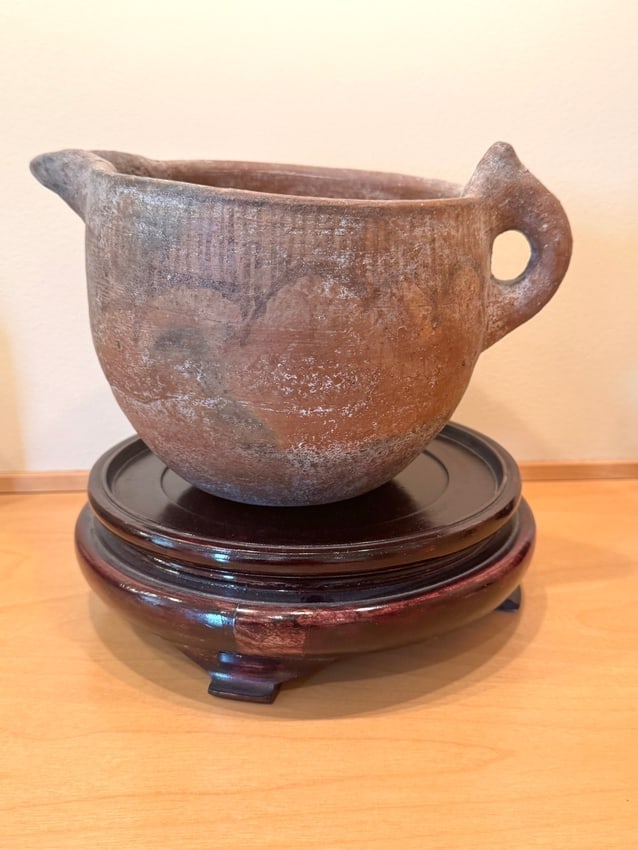 Vintage Bizen-Yaki Japanese Pottery Pitcher – Rustic Handmade Ceramic with Handle & Spout (1 of 4)