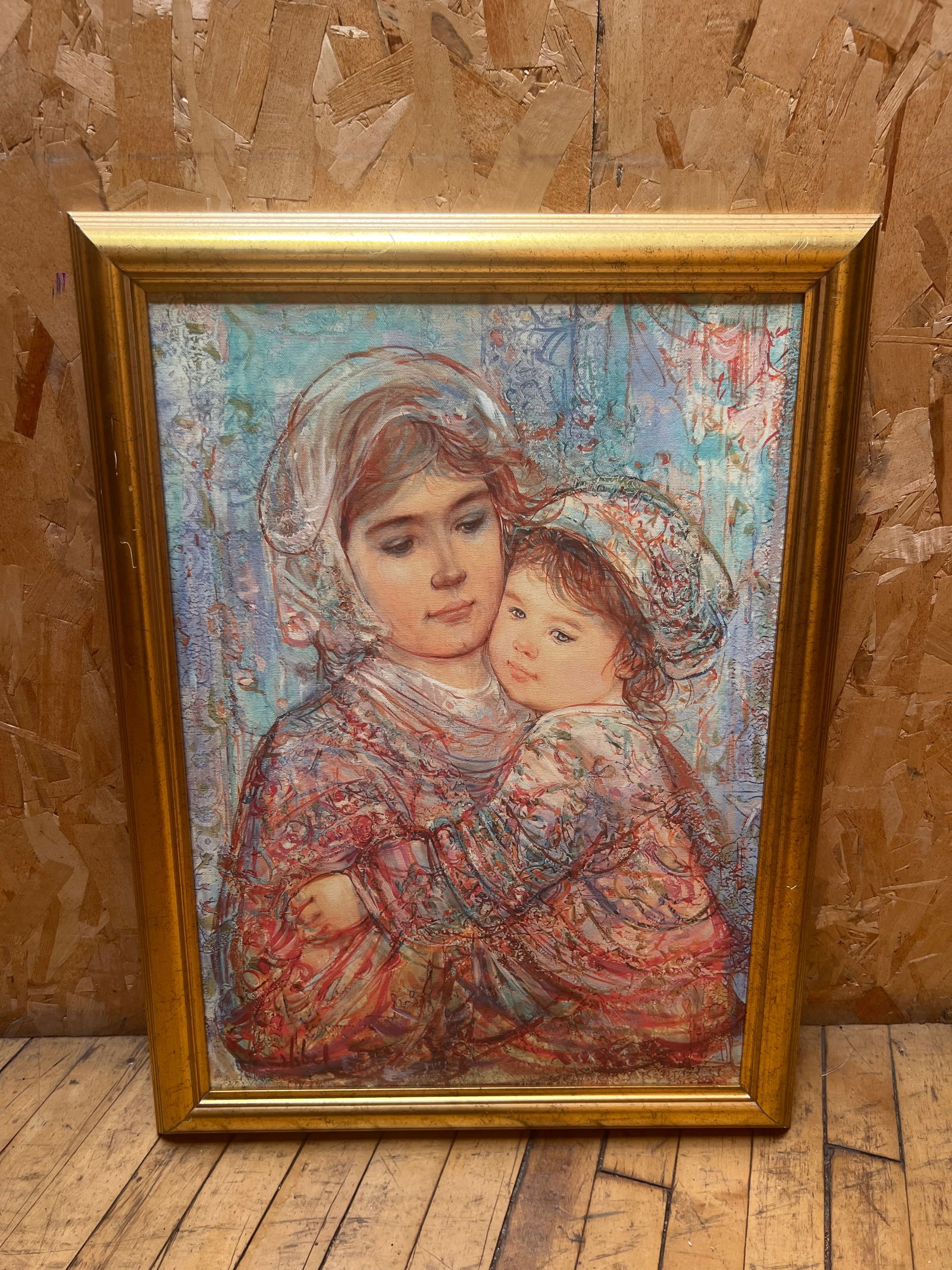 Edna Hibel Signed Oil Painting on Canvas – Mother and Child, Gilt Frame (1 of 10)