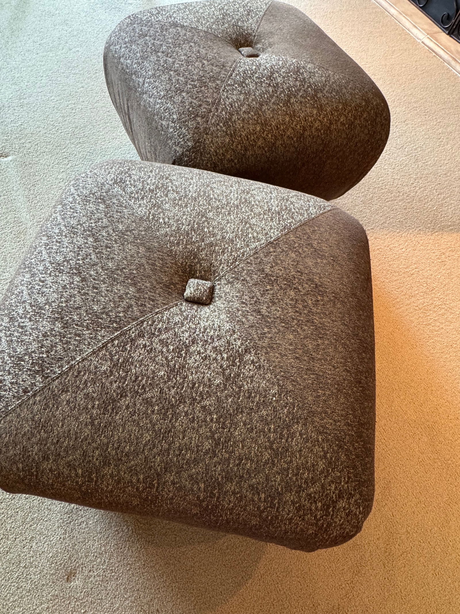 Marge Carson Upholstered Ottomans (Pair) – Tufted Modern Design (1 of 7)