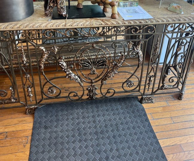 Ornate Wrought Iron Console Table with Carved Stone Top (1 of 1)