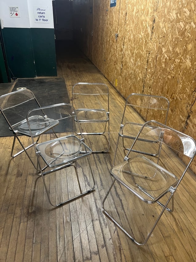 Set of 5 Mid-Century Modern Plia Folding Chairs by Giancarlo Piretti for Castelli Clear Lucite & (1 of 11)