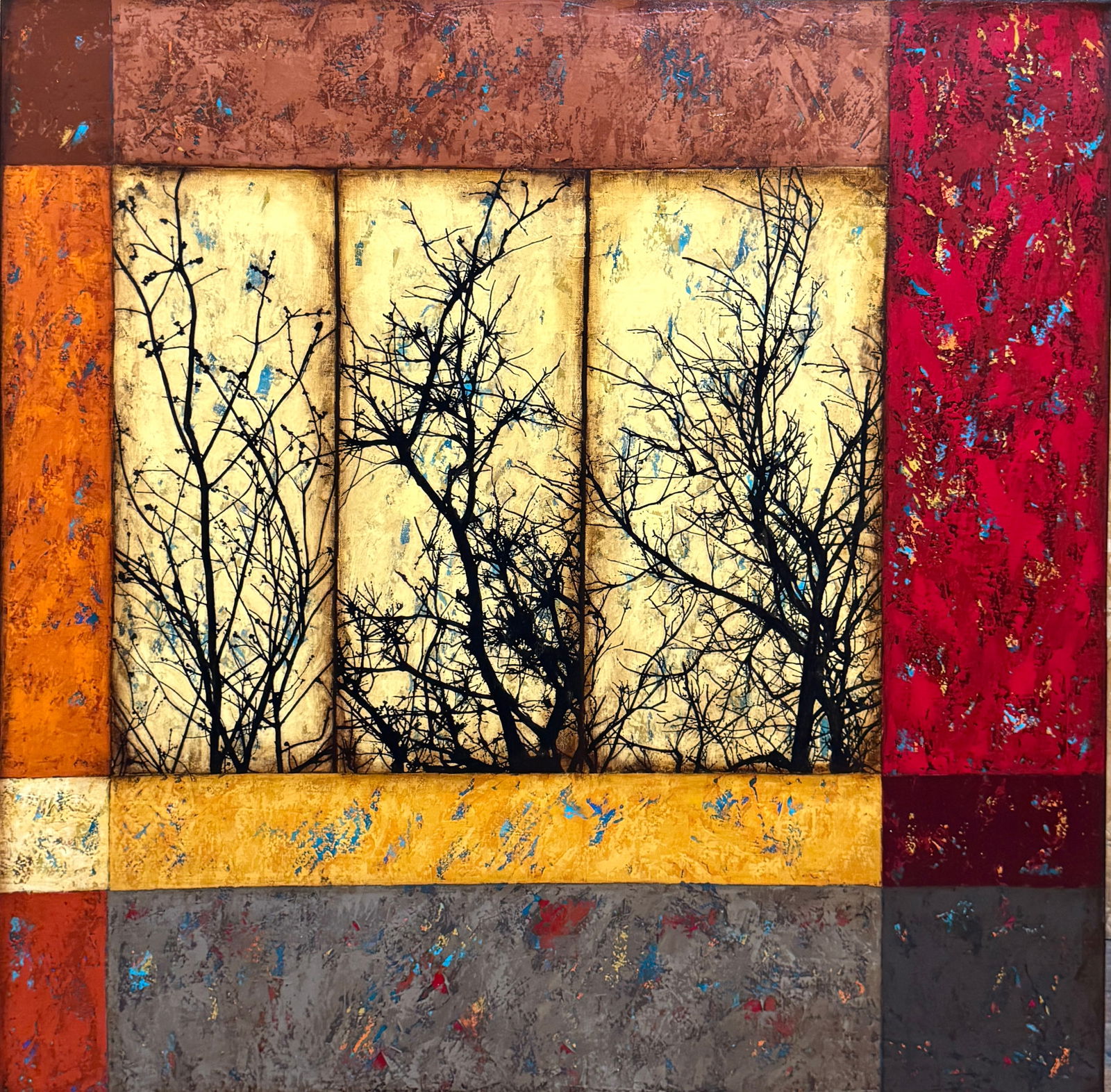 “Branches at Dusk” by Angell (2009) — Contemporary Mixed-Media Abstract Tree Silhouette (1 of 4)