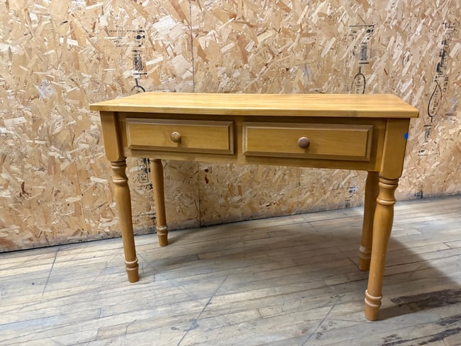 Country Pine Console Table with Turned Legs and Two Drawers (1 of 3)