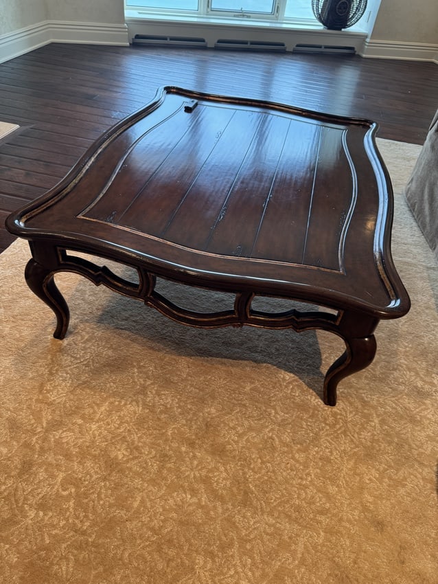 Marge Carson Dark Wood Coffee Table Handcrafted Elegance, Made in the Philippines (1 of 3)