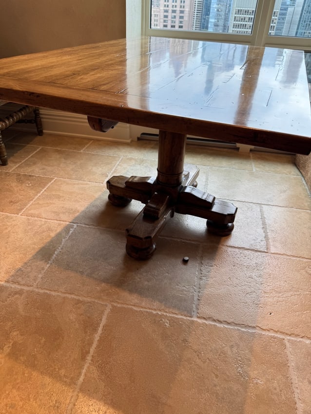 Rustic Solid Wood Square Dining Table with Pedestal Base (1 of 4)