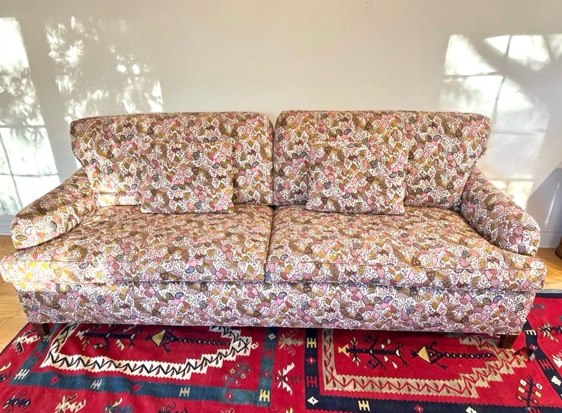 Kirkhill Upholstered Sofa – Floral Pattern, Rolled Arms, Deep Cushions – Excellent Condition (1 of 4)