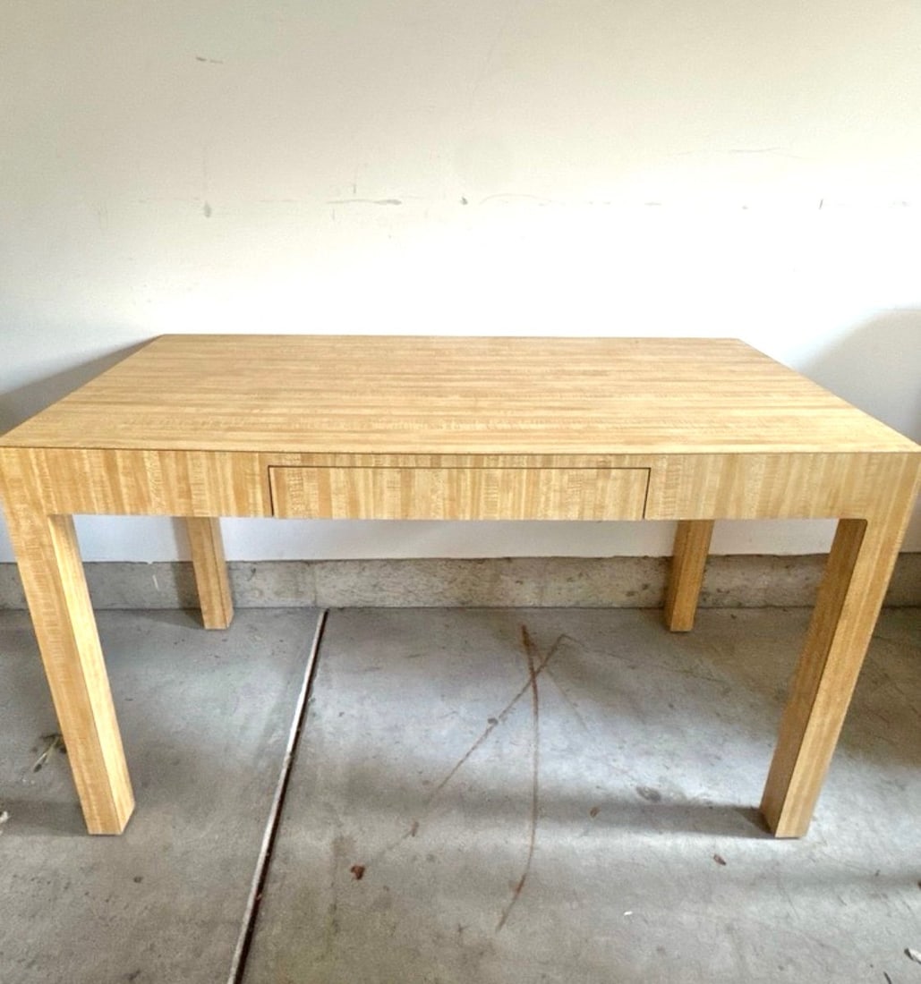 Parsons-Style Writing Desk / Entry Table – Light Wood Grain, Minimalist Design: Bring clean, modern style to your space with this timeless Parsons-style desk featuring a warm, natural light-wood grain finish. Perfectly scaled at 50” wide, it works beautifully as a writing d