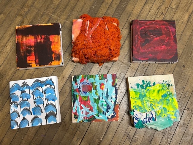 Diane Cooper Abstract Mixed-Media Paintings Set of 6 Contemporary Textile & Canvas Works (1 of 2)