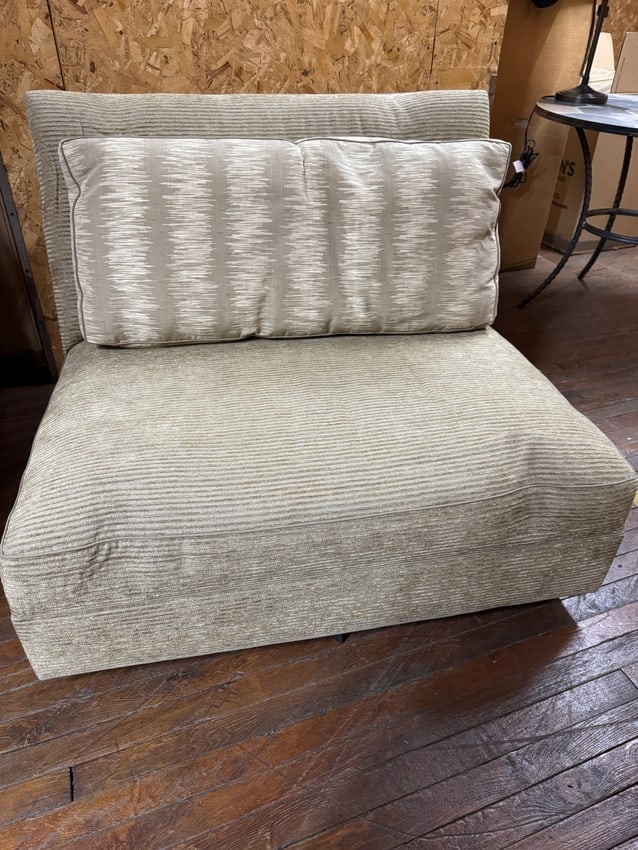 Pair of Sutherland Custom Swivel “Soft Chairs” in Neutral Textured Upholstery (1 of 5)