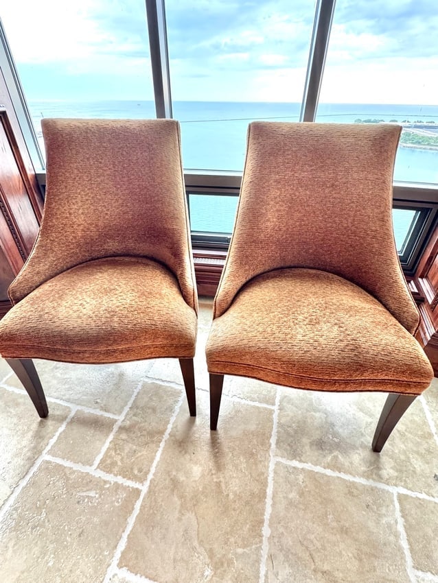 Pair of Contemporary Upholstered Dining/Side Chairs in Warm Textured Fabric (1 of 4)