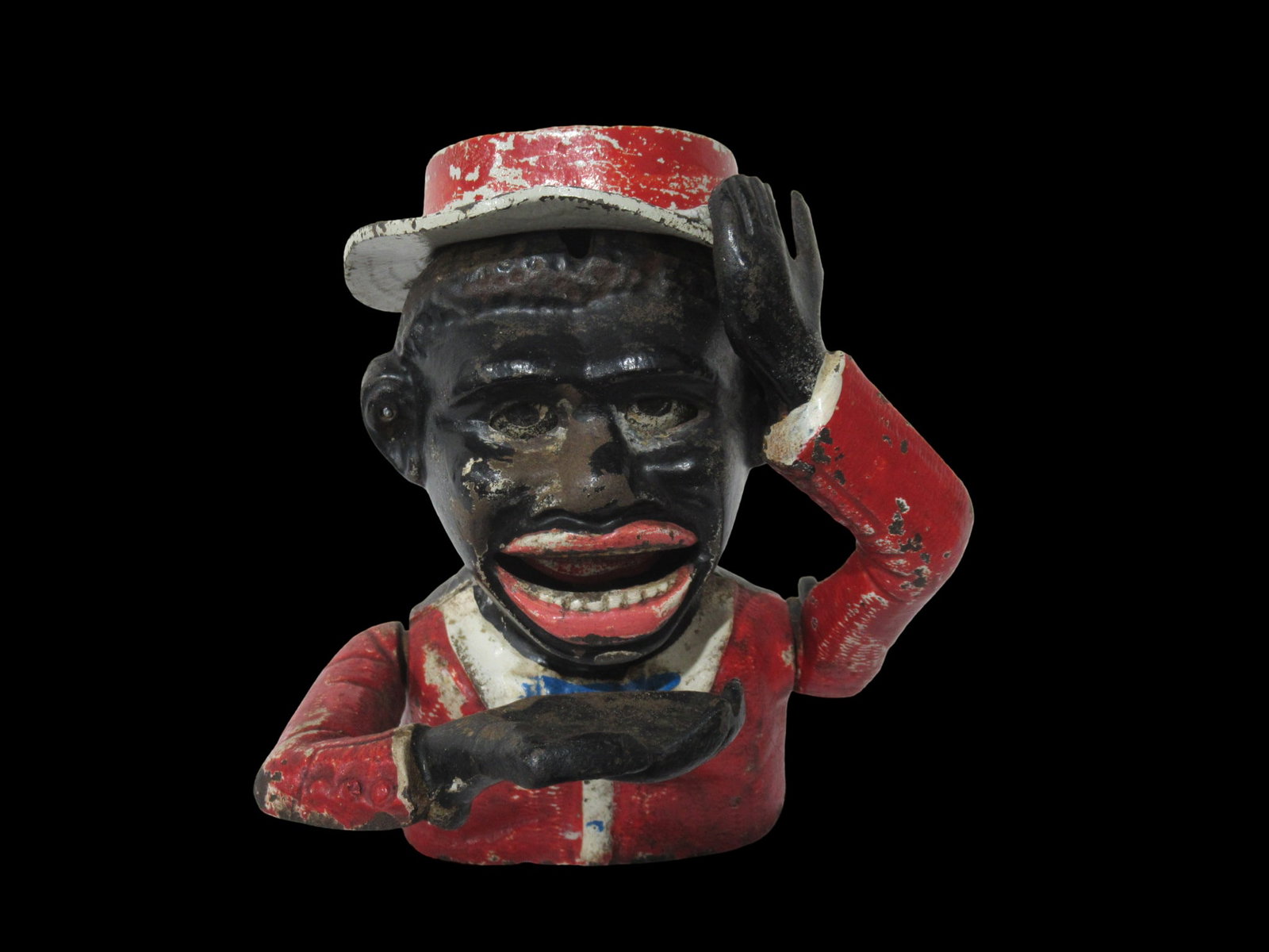 LITTLE JOE SMALL TOP HAT MECHANICAL MONEY BOX ORIGINAL 1930'S. 4.5 X 5 X 6.5 INCHES HIGH (1 of 5)