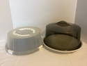 Two Vintage Domed Cake Plates