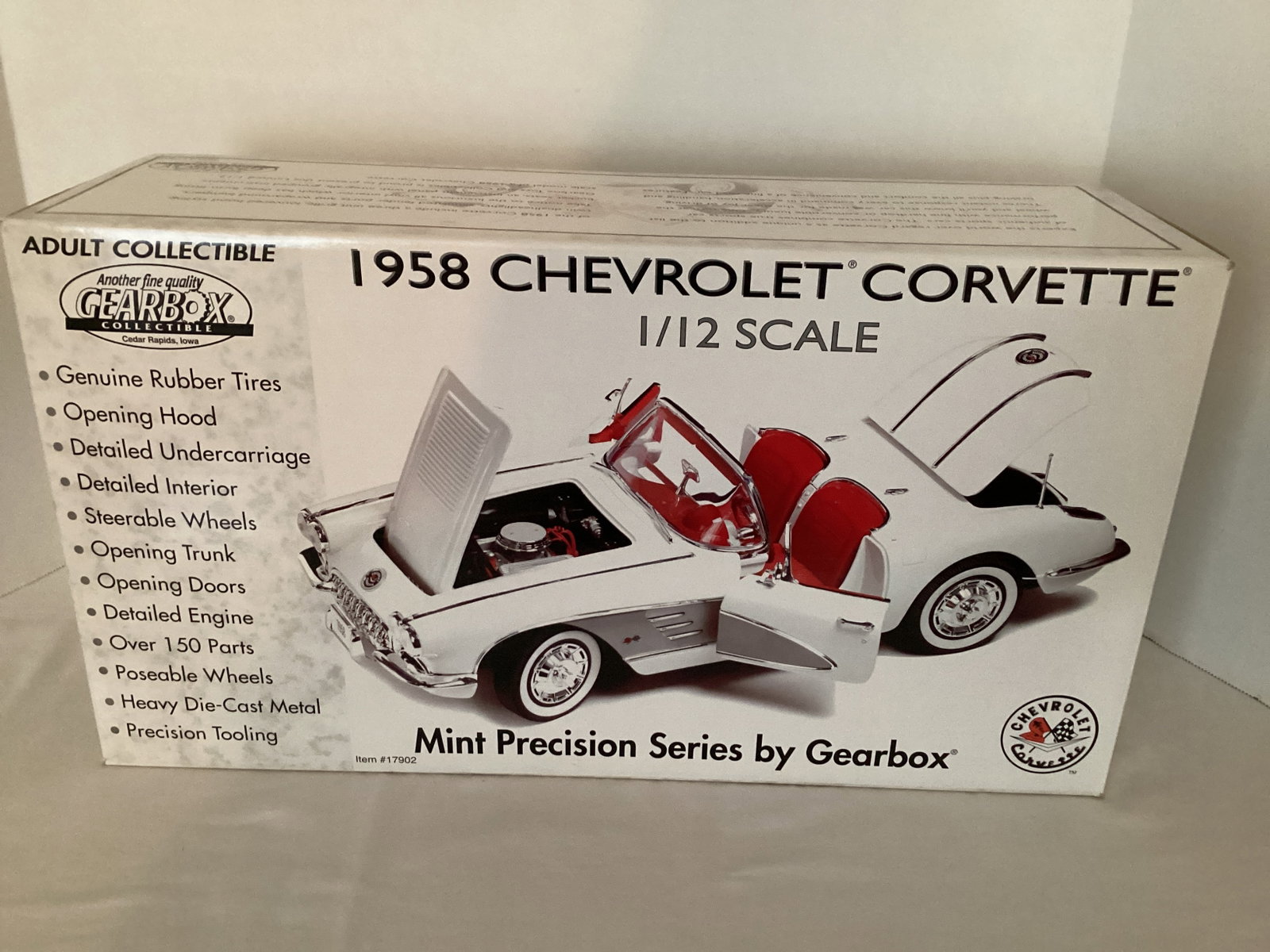 Gearbox Mint Precision Series 1:12 Scale 1958 White Chevrolet Corvette: has outer box also