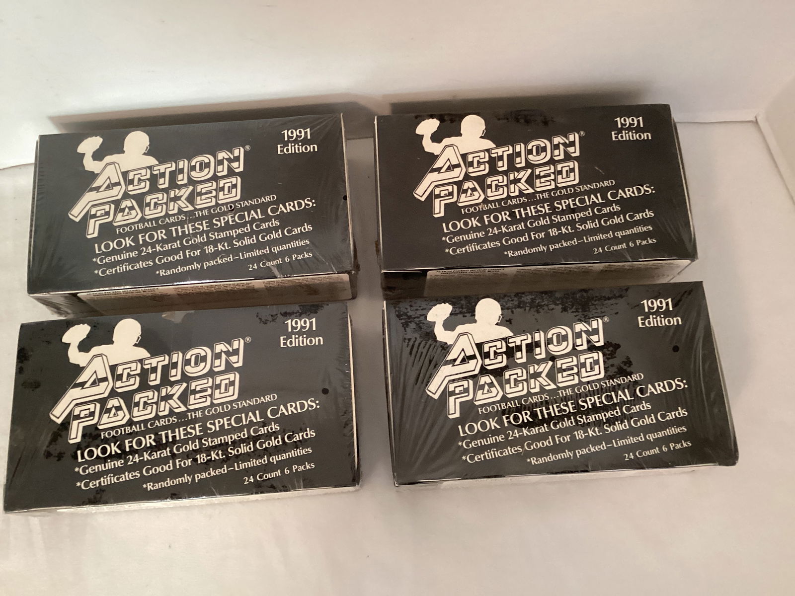 Four Sealed Boxes of 1991 Action Packed NFL Football Cards (1 of 4)