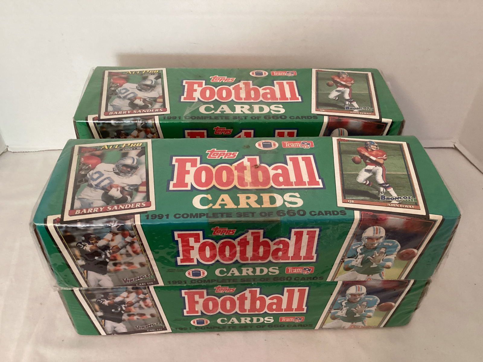 Four Sealed Boxes of 1991 Topps NFL Football Card Complete Sets (1 of 5)