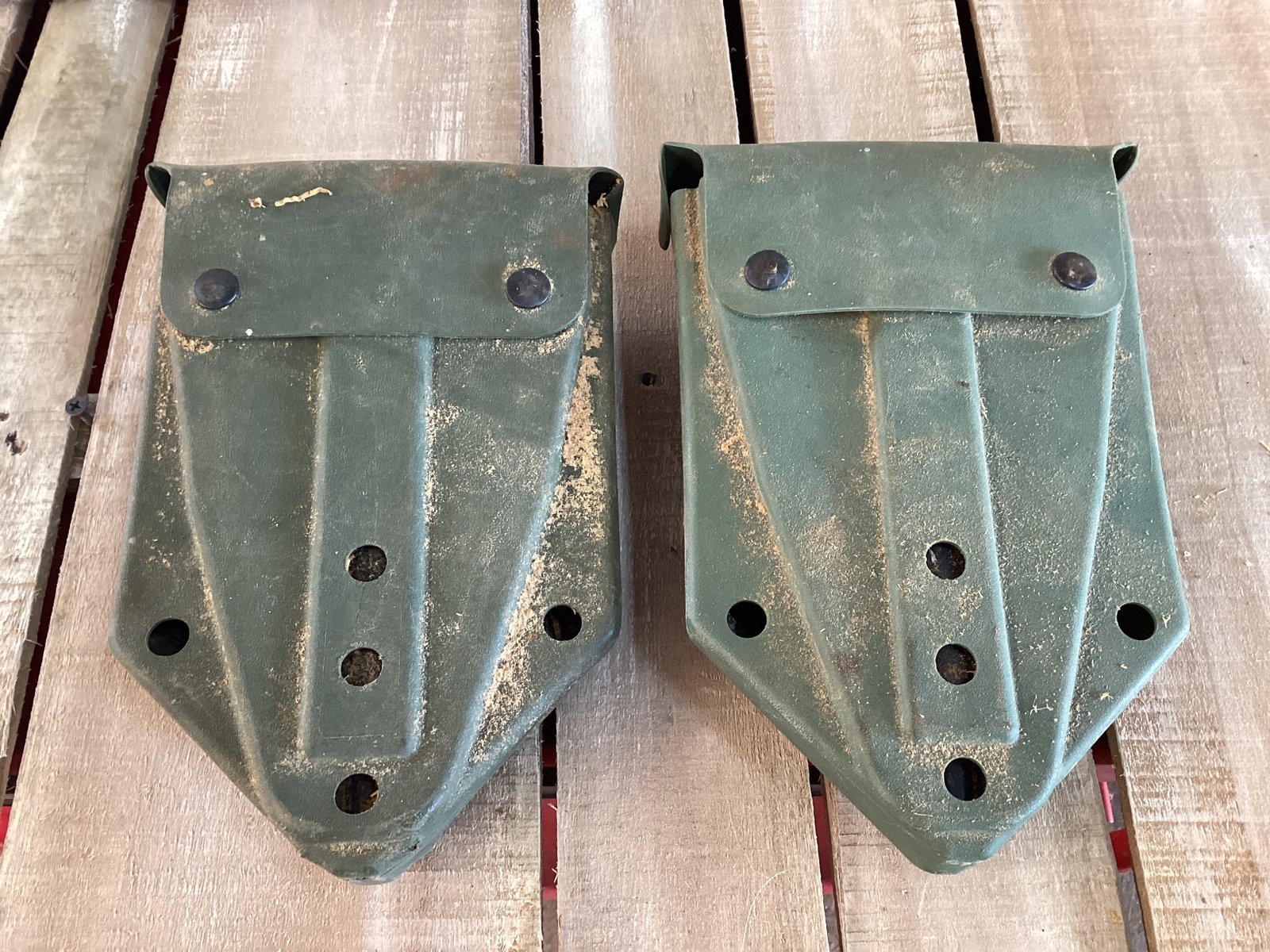 Two Military Folding Camp Shovels in Cases: .