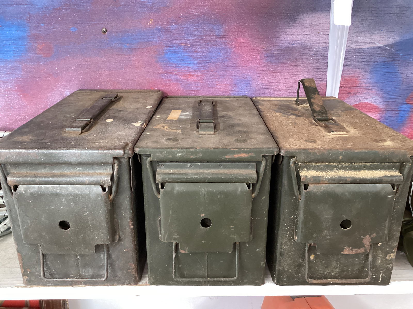 Three Metal Military Ammo Boxes (1 of 4)