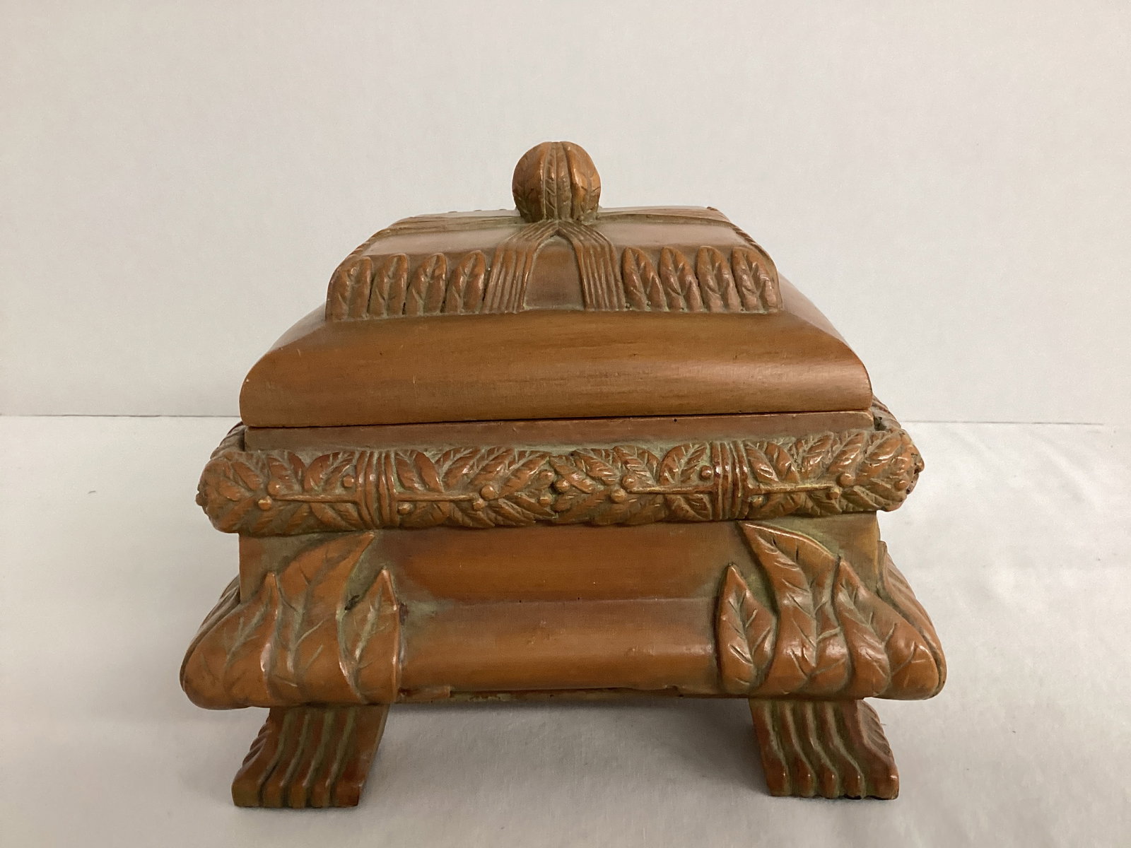 Large Faux Wood Trinket Box: 6" h